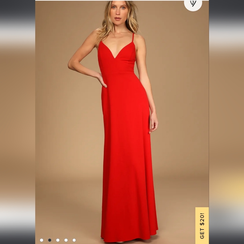 Be My Date Red Lace-Up Maxi Dress